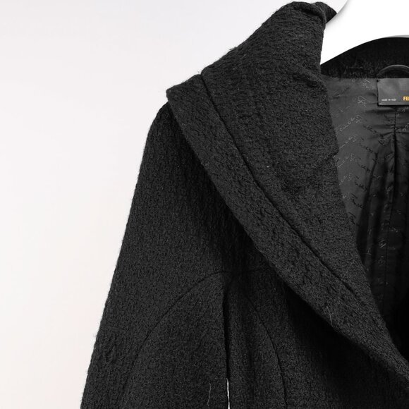 Fendi Vintage Shawl Collar Blazer in Black Textured Wool - Picture 4 of 10